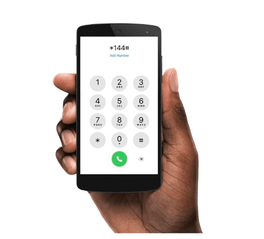Mobile phone displaying USSD menu interface